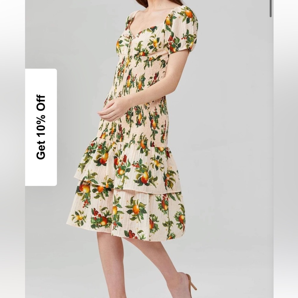 Significant Other Cotton Orchard Print Lily Dress New With Tags Smocked Fruit 6